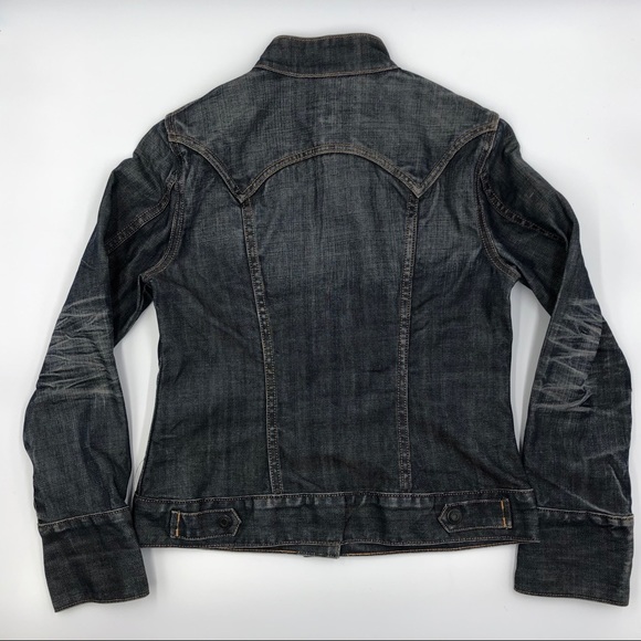 Gap Denim Dark Jean Jacket Collarless - Picture 4 of 4